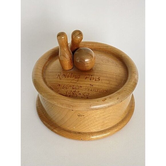 Myrtlewood Bowling Trophy Covered Bowl & Bowling Pin Recognition - Picture 12 of 12